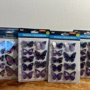 4 Packs of purple dimensional craft  new butterfly stickers beautiful